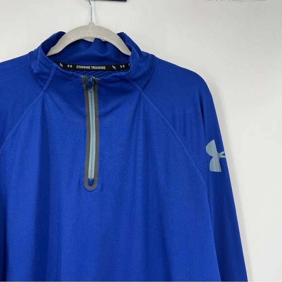 UNDER ARMOUR Men's Blue Combine Training Lightweight Zip Up Long Sleeve - Picture 1 of 13